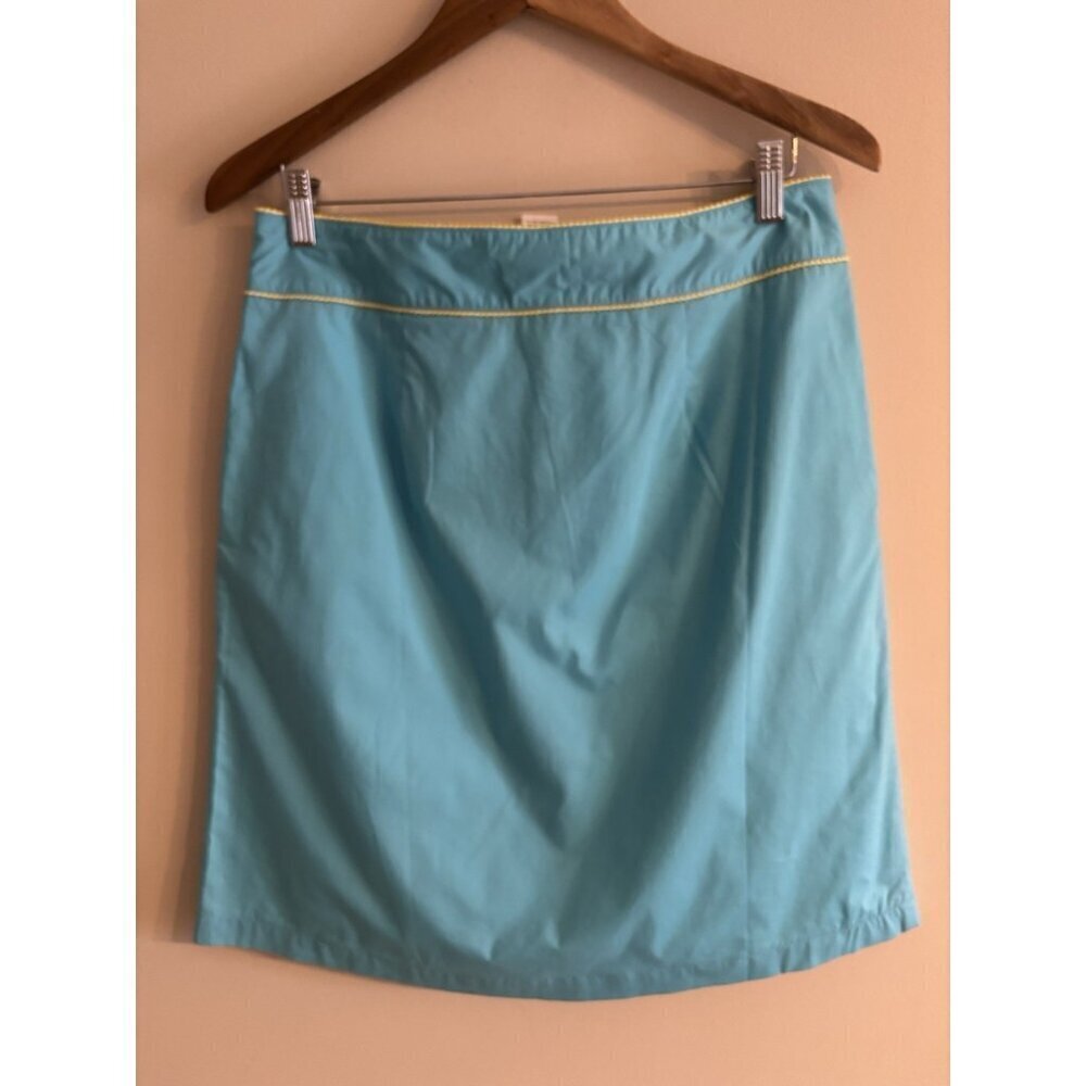LL Bean Skirt Womens 10 Reg Blue Cotton A-line Floral Embroidery Flowers NEW - Picture 7 of 10